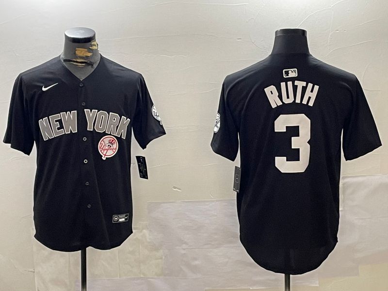 Men New York Yankees #3 Ruth Black Game 2024 Nike MLB Jersey style 12023->new york yankees->MLB Jersey